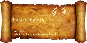 Getto Henrik névjegykártya